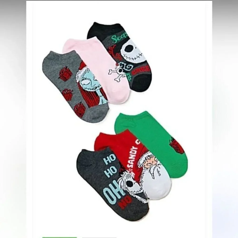Disney Nightmare Before Christmas Women's No Show Socks 6 Pairs New